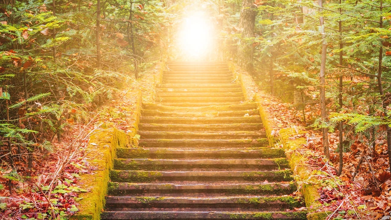 Image of stairs and light